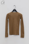BASERANGE Long Sleeve T-Shirt TTML Collection Ribbed Cotton Portugal BAS-TTML-RB-AU24-FCZ Emerald Brown